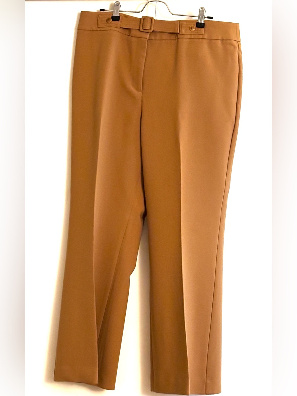Talbots Camel Belted Wide Leg Twill Pants 16P Petite Flare High Rise